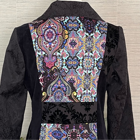 Bny’s Bunny’s Mixed Media Jacket Coat Woman’s Size 40 US M Brocade Velvet Unique - Picture 5 of 10